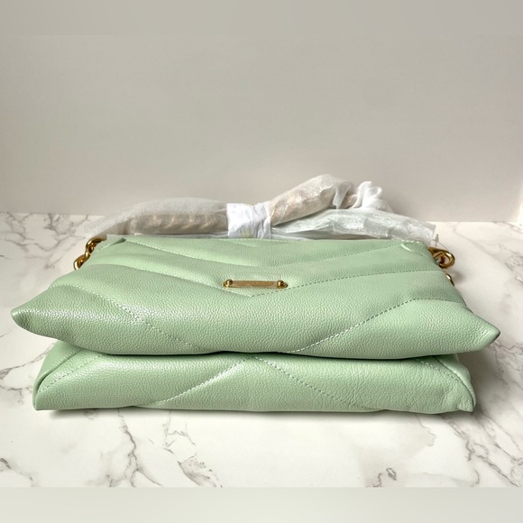 New Rebecca Minkoff Leather Edie Maxi Crossbody Shoulder Bag Mint Green - Picture 11 of 13
